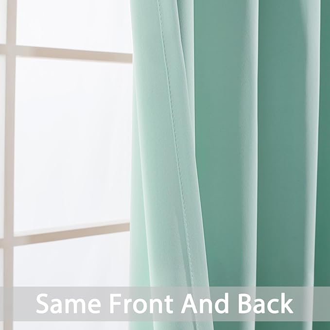 Yakamok Wide Thermal Blackout Patio Door Curtain Panel, Aqua Grommet Sliding Door Insulated Curtains, Extra Wide Curtains for Sliding Glass Door, Aqua Green, W52 x L84, 1 Panel