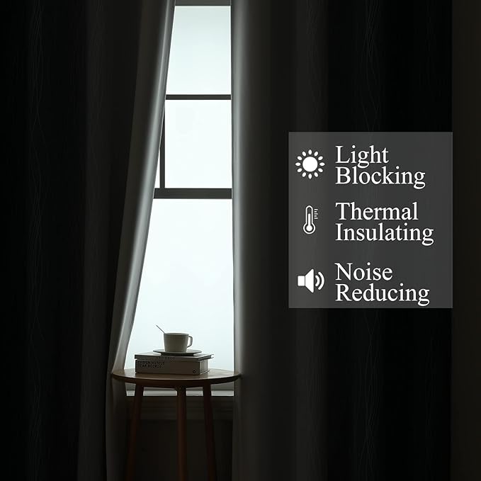 Estelar Textiler Navy Blue and Greyish White Blackout Curtains 54 Inch Length, Light Blocking Gradient Grommet Drapes for Kitchen, Thermal Insulated Ombre Curtains for Bathroom,42Wx54L,2 Panels