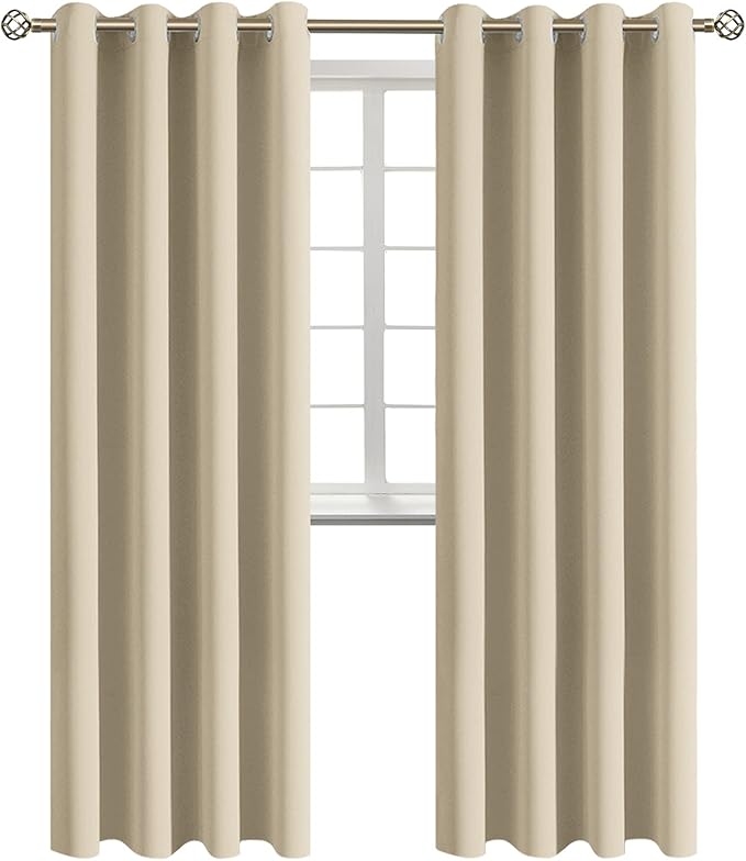 BGment Room Darkening Curtains 108 Inches Long - Grommet Thermal Insulated Drapes Window Treatment Curtains for Bedroom, 2 Panels, 52 x 108 Inch, Beige