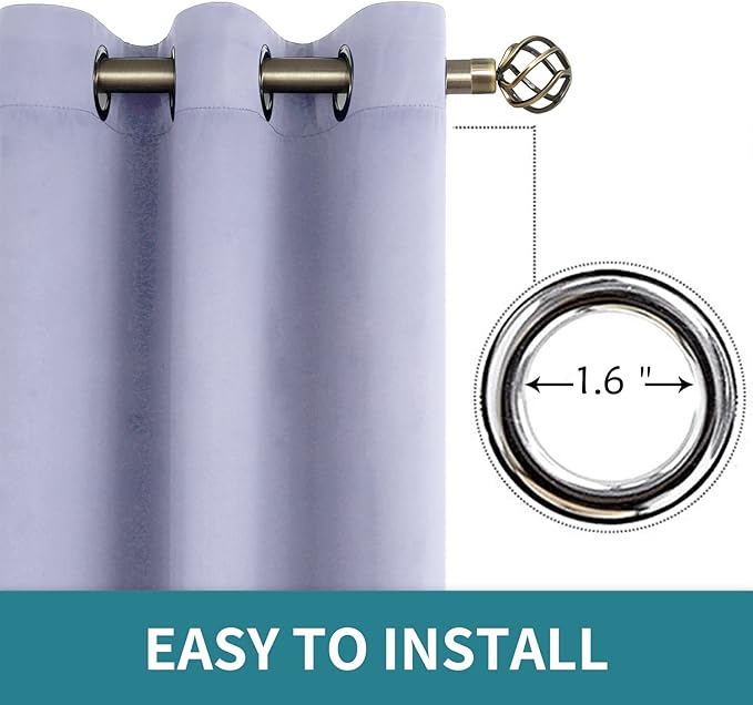 BGment Room Darkening Curtains 63 Inches Long - Grommet Thermal Insulated Drapes Window Treatment Curtains for Bedroom, 2 Panels, 42 x 63 Inch, Lavander