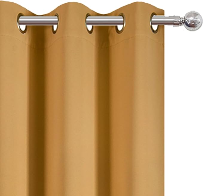 LEMOMO Blackout Curtains 42 x 63 inch/Mustard YellowCurtains Set of 2 Panels/Thermal Insulated Room Darkening Bedroom Curtains
