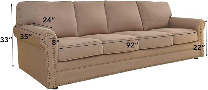 Easy-Going Stretch 4 Seater Sofa Slipcover 1-Piece Sofa Cover Furniture Protector Couch Soft with Elastic Bottom for Kids, Polyester Spandex Jacquard Fabric Small Checks Brown