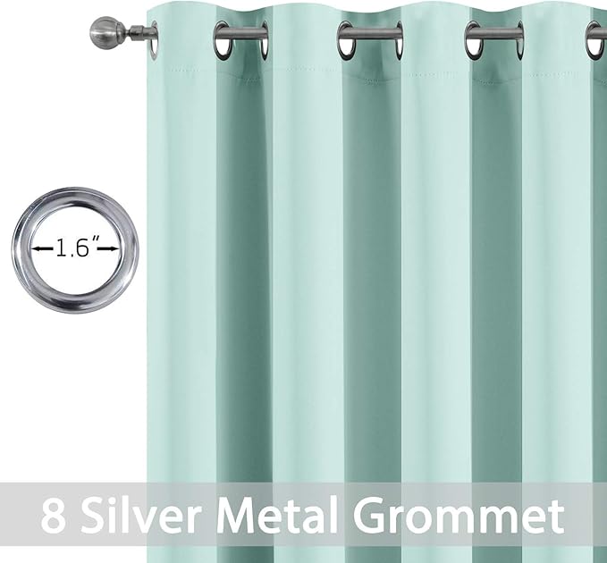 Yakamok Aqua Blackout Room Darkening Thermal Insulated Solid Grommet Curtainsfor Bedroom Light Blocking Window Treatment Curtian Drapes for Living Room(Aqua Blue,52x72-inch, 2 Panels)