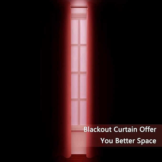 LEMOMO Blackout Curtains 66 x 84 inch/Bright Red Curtains Set of 2 Panels/Thermal Insulated Room Darkening Bedroom Curtains