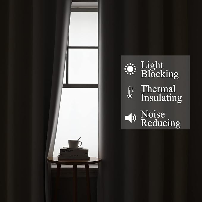 Estelar Textiler Beige and Grayish White Blackout Curtains & Drapes for Bedroom, Thermal Insulated Ombre Blackout Drapes, Full Room Darkening Energy Saving Curtains for Living Room, 52Wx54L, 2 Panels