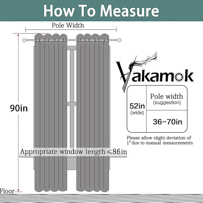 Yakamok Blackout Curtains Room Darkening Thermal Insulated Window Panels,Solid Grommet Top Drapes for Bedroom/Living Room(52Wx90L, Burgundy Red, 2 Panels)