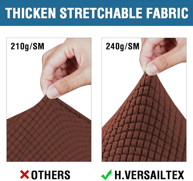 H.VERSAILTEX 4 Piece Stretch Sofa Covers for 3 Cushion Couch Covers for Living Room Furniture Slipcovers (Base Cover Plus 3 Seat Cushion Covers) Thicker Jacquard Fabric (Large Sofa, Burnt Brick)