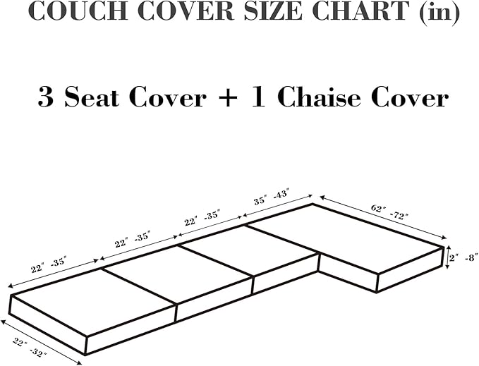Sofa Covers Couch Covers for Sofa Pet Friendly Couch Cushion Covers Universal Sofa Covers Washable Stretch Slipcovers for Sectional Sofa (Texture Green, 3 Seats + Chaise Cover)