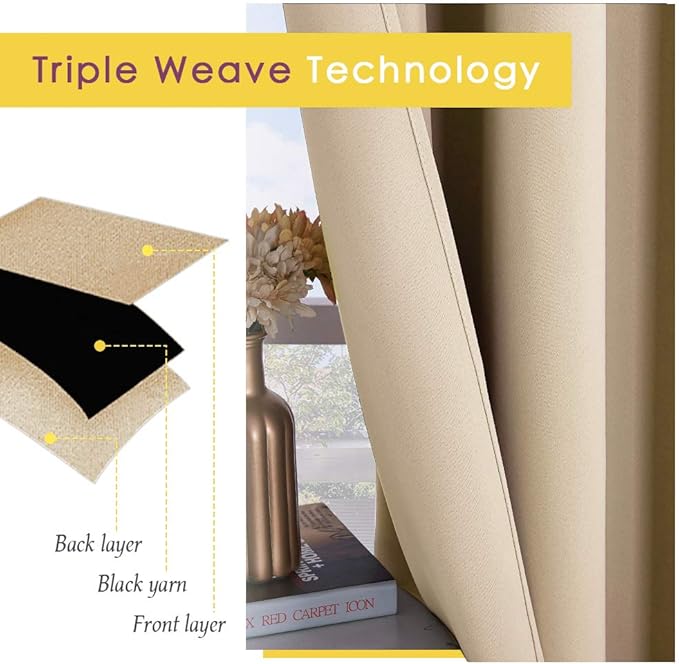 NICETOWN Room Darkening Draperies Window Curtain Panels, Thermal Insulated Grommet Room Darkening Curtains for Bedroom (Biscotti Beige, 2 Panels, W70 x L72 -inch)
