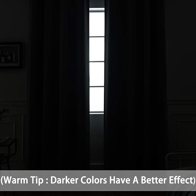 Yakamok Room Darkening Curtains 63 Inches Long Blackout Curtains Thermal Insulated Drapes with Grommets Top Window Treament Curtain for Bedroom Living Room 52 x 63 inch, Burgundy Red, 2 Panels Set