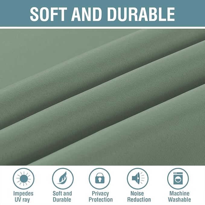 H.VERSAILTEX Blackout Curtain for Living Room Thermal Insulated Window Treatment Curtain Extra Long 108 inch Length Energy Saving Solid Grommet Blackout Drape, One Panel, Green Bay, 52" W x 108" L
