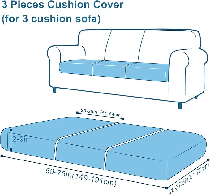 Smiry Printed Couch Cushion Covers, Stretch Soft Couch Covers for Sofa, Washable Non-Slip Sofa Slipcover Furniture Protector for Indoor and Outdoor (3 Pack, Rust)