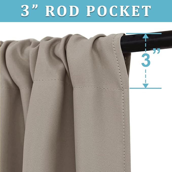 RYB HOME Cafe Blackout Curtains 24 inch Length, RV Curtains for Camper Windows, Mini Short Small Insulating Light UV Heat Blocking Privacy Half Window Tiers, Width 42 by Length 24, Sand, 2 Panels