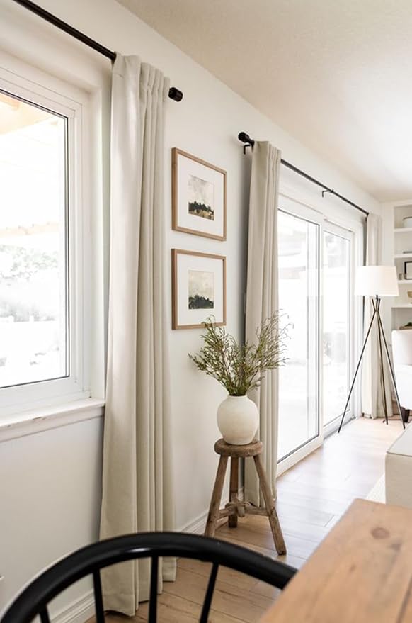 100% Blackout Shield Linen Blackout Curtains for Bedroom 102 Inches Long, Back Tab/Rod Pocket Living Room Drapes, Thermal Insulated Blackout Curtains 2 Panels Set, 50" W x 102" L, Oatmeal