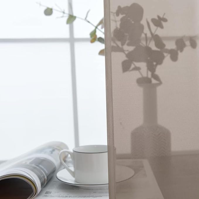 SpaceDresser Basic Rod Pocket Sheer Voile Window Curtain Panels Taupe 1 Pair 2 Panels 52 Width 96 Inch Long for Kitchen Bedroom Children Living Room Yard（Taupe, 52W x 96L）