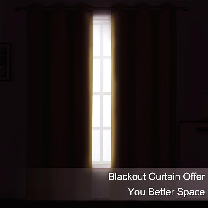 LEMOMO Blackout Curtains 42 x 63 inch/Mustard YellowCurtains Set of 2 Panels/Thermal Insulated Room Darkening Bedroom Curtains