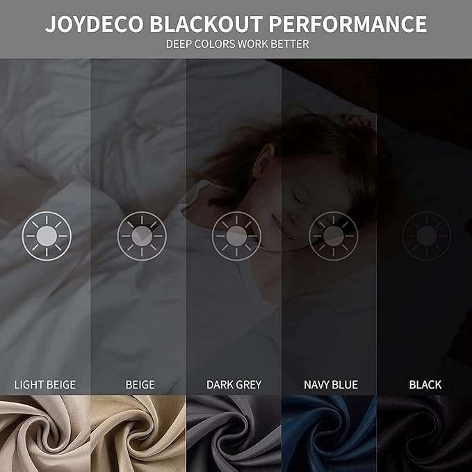 Joydeco Light Grey Custom Solid Single Blackout Curtain for Bedroom and Living Room, Grommet Thermal Insulated Room Darkening Curtain 1 Panel (Custom Size,Light Grey)