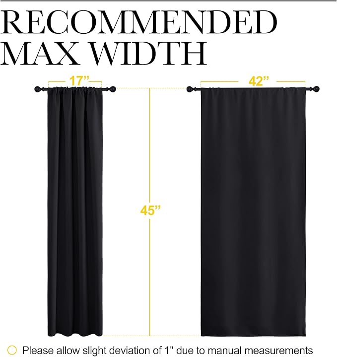 NICETOWN Black Out Short Curtain Panels for Kitchen - Energy Smart Decoration Thermal Insulating Blackout Drapes/Draperies for Bathroom Small Window (2 Panels,42 in x 45 in (W x L))