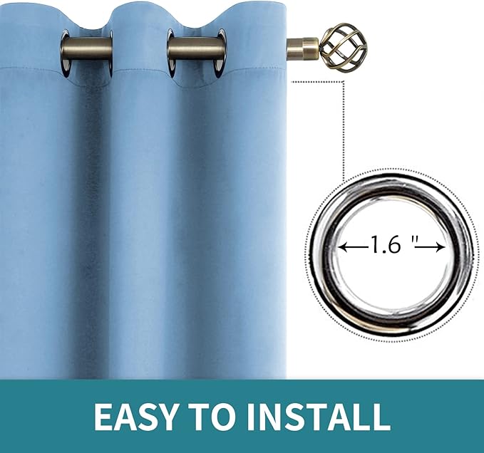 BGment Room Darkening Curtains 95 Inches Long - Grommet Thermal Insulated Drapes Window Treatment Curtains for Bedroom, 2 Panels, 52 x 95 Inch, Sky Blue