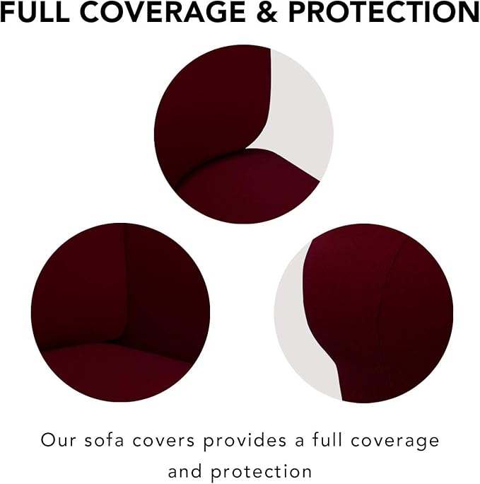 PureFit Super Stretch Sofa Slipcover – Spandex Non Slip Soft Couch Sofa Cover, Washable Furniture Protector with Non Skid Foam and Elastic Bottom for Kids, Pets （Oversized Sofa, Wine）