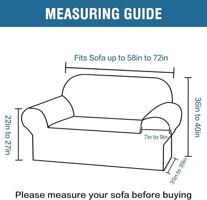 H.VERSAILTEX Stretch Velvet Loveseat Covers for 2 Cushion Couch Covers for Living Room Sofa Covers Slipcovers with Non Slip Straps Bottom, Ultra Thick Comfy Velour (Width 58"-72", Black)