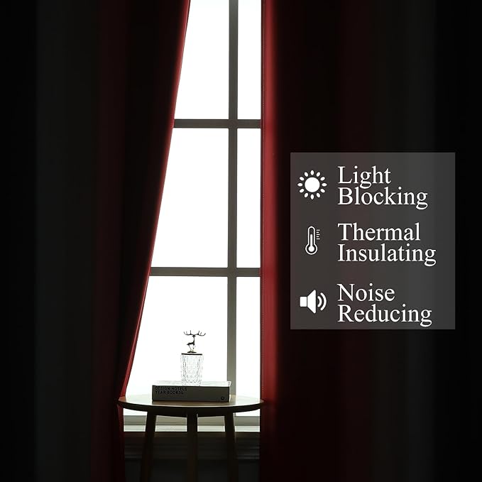 Estelar Textiler Ombre Red and Black Curtains 72 Inch Length 2 panels, Complete Blackout Curtains for Bedroom, Full Room Darkening Grommet Thermal Insulated Gradient Drapes for Living Room, 42x72 Inch