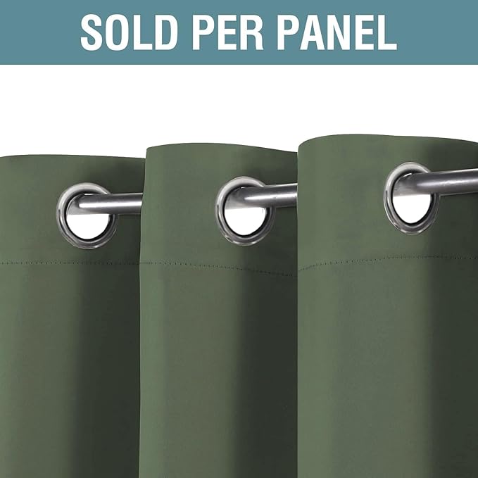 H.VERSAILTEX Green Blackout Curtain for Living Room Thermal Insulated Window Treatment Curtain Extra Long 102 inch Length Energy Saving Solid Blackout Drape, 1 Panel, Bronze Green, 52" W x 102" L