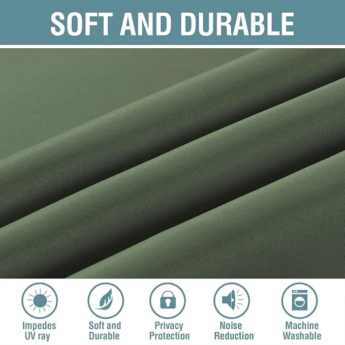 H.VERSAILTEX Blackout Curtain for Living Room Small Window Kitchen Blackout Curtains 45 inch Length Energy Saving Solid Grommet Blackout Drape, One Panel, Bronze Green, 52" W x 45" L
