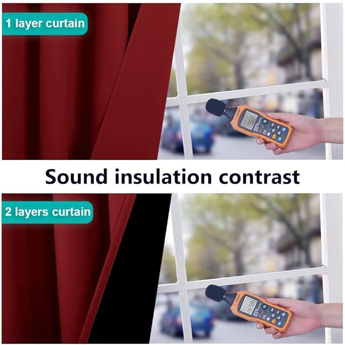 NICETOWN 100% Blackout Cold Blocking Curtain Panels, Thermal Insulated Curtains, Noise Reducing Drapes for Thanksgiving Day Window Decor (Set of 2, Burgundy Red, 70 inches Wide by 63 inches Long)