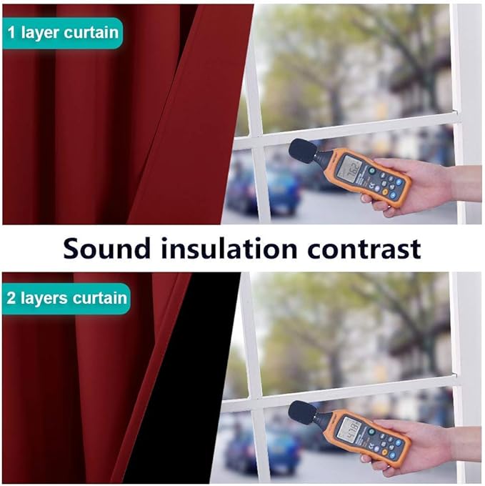 NICETOWN 100% Blackout Panels, Thermal Insulated Black Liner Curtains for Kitchen Room, Cold Blocking Drapes for Window Decoration (Set of 2, Burgundy Red, 42-inch Wide by 63-inch Long)