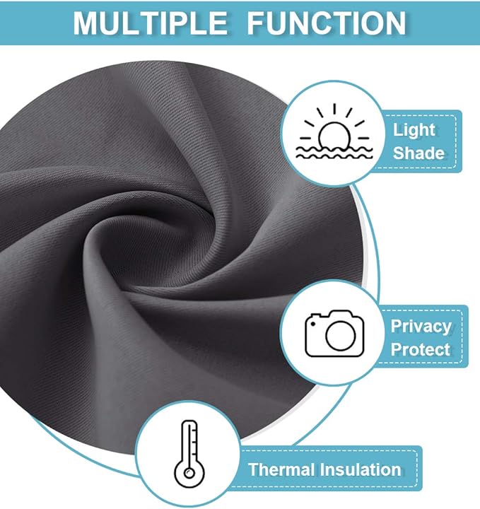 RYB HOME RV Curtains for Camper Windows, Mini Small Thermal Insulated Sunlight Heat Blocking Blackout Privacy Portable Curtains for Travel Trailer, Width 34 by Length 24, Grey, 2 Panels