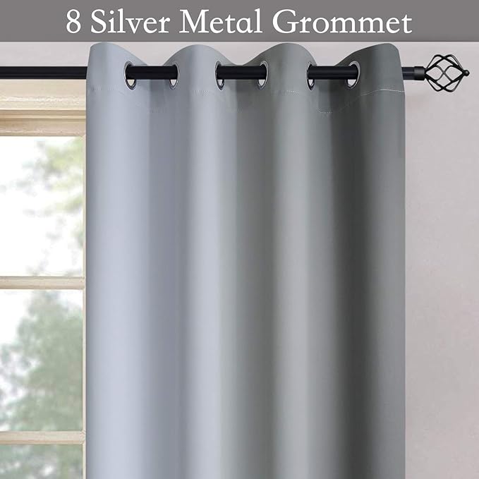 SimpleHome Ombre Room Darkening Curtains for Living Room, Light Blocking Gradient Grey to Greyish White Thermal Insulated Grommet Window Curtains/Drapes for Bedroom, 2 Panels, 52x72 inches Length
