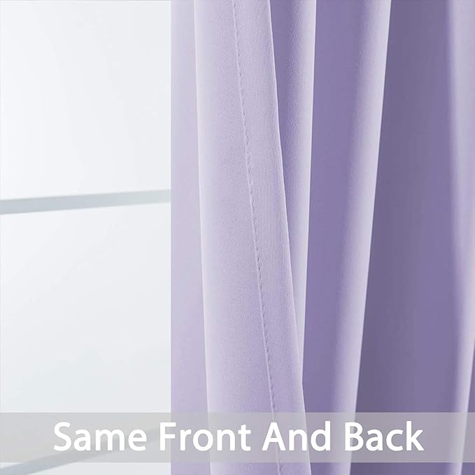 Yakamok Lilac Blackout Curtains 84 Inch Length Room Darkening Thermal Insulated Grommet Window Treatment Drapes Curtain for Bedroom Living Room 52" W x 84" L (Set of 2 Panels,Lavender)