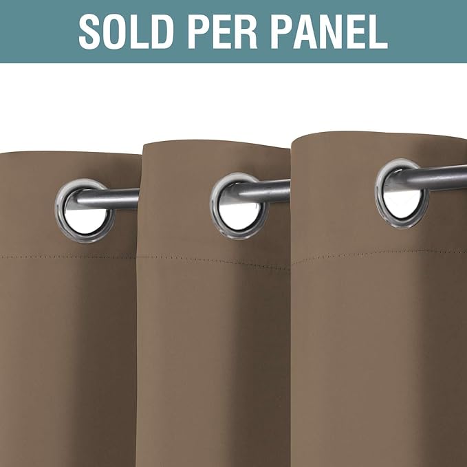 H.VERSAILTEX Blackout Curtain for Living Room Small Window Kitchen Blackout Curtains 45 inch Length Energy Saving Solid Grommet Blackout Drape, One Panel, Macchiato, 52" W x 45" L