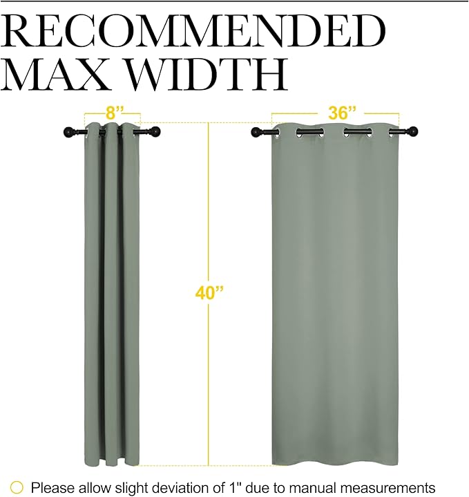 NICETOWN Modern Blackout Curtains Noise Reducing, Thermal Insulated and Privacy Room Darkening Drape Panels for Boy's Guest Room Door Small Short Window (Greyish Green, 2 Panels, W42 x L40 -Inch)