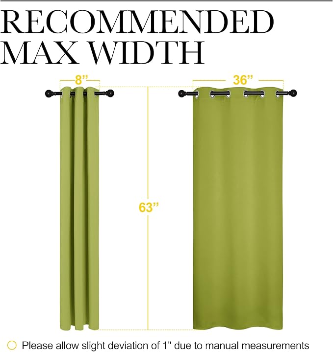 NICETOWN Thermal Insulated Solid Grommet Top Blackout Holiday Decorative Curtains/Drapes for Kid's Room (1 Pair, 42 x 63 inches in Fresh Green)