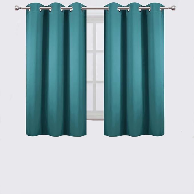 LEMOMO Sea Teal Blackout Curtains 42 x 54 Inch Length Set of 2 Panels Grommet Bedroom Curtains for Living Room