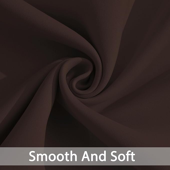 Yakamok Blackout Curtains Room Darkening Thermal Insulated Window Panels,Solid Grommet Top Drapes for Bedroom/Living Room(42Wx84L, Chocolate Brown, 2 Panels)