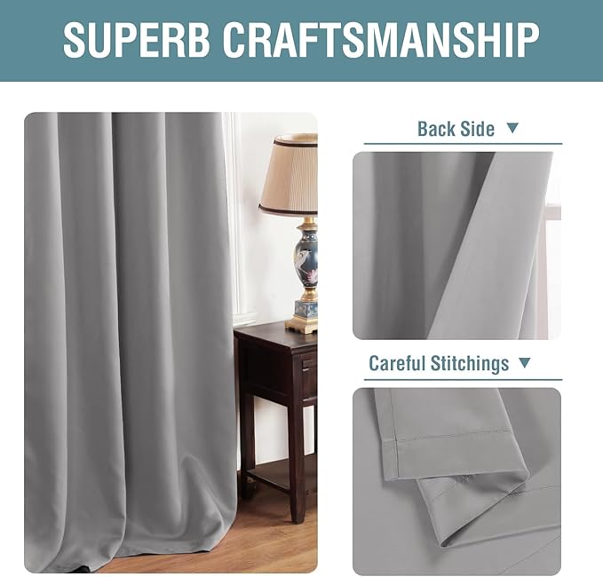 H.VERSAILTEX Grey Blackout Curtains for Bedroom Thermal Insulated Room Darkening Blackout Curtain Panel for Door, Window Panel Drapes - 1 Panel - 52 inch Wide by 120 inch Long, Dove Gray, Grommet Top