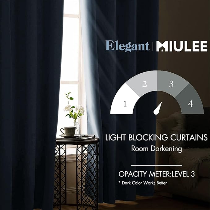 MIULEE Blackout Curtains 96 Inches Long for Bedroom Living Room Thermal Insulated Room Darkening Grommet Top Solid Light Blocking Drapery Set of 2 Window Panels Sky Blue
