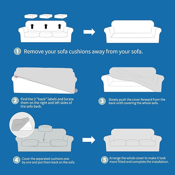 XINEAGE 2026 New 4 Pieces Extra Large Couch Covers for 3 Cushion Sofa Super Stretch Sofa Cover for 3 Large Seat Cushion Universal Slip Cover for Living Room (Dark Gray), 91"-110"(3 Cushions)