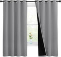 NICETOWN 100% Blackout Curtains with Black Liners, Thermal Insulated Full Blackout 2-Layer Lined Drapes, Energy Efficiency Window Draperies for Bedroom (Silver Grey, 2 Panels, 55-inch W by 68-inch L)