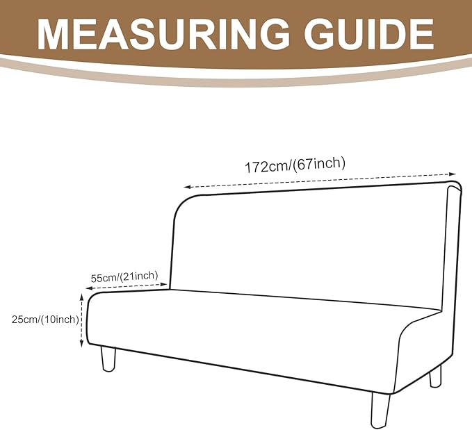 U-NICE HOME Stretch Futon Cover Armless Bed Slipcover - Soft Jacquard Fabric Washable for Pet Friendly, Grey