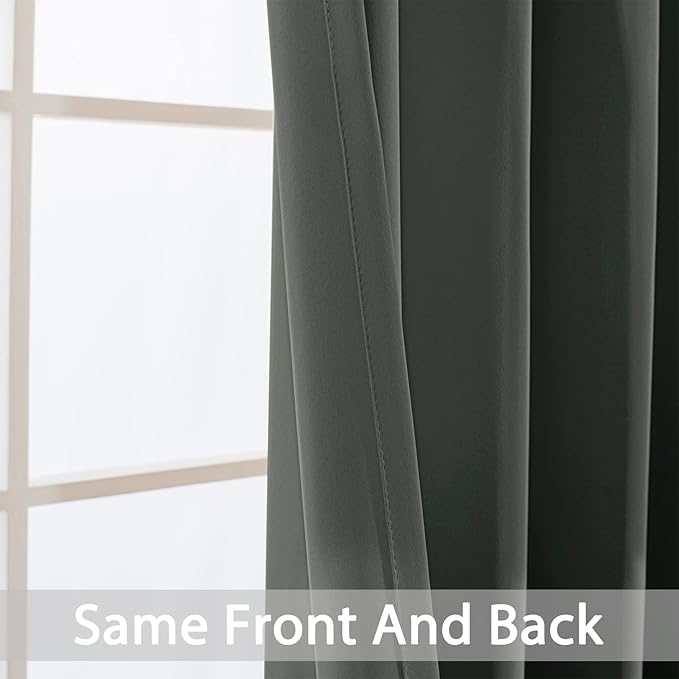 Yakamok Blackout Curtains Room Darkening Thermal Insulated with Grommet Window Curtain for Bedroom/Living Room(70Wx84L inch, Dark Grey, 2 Panels)
