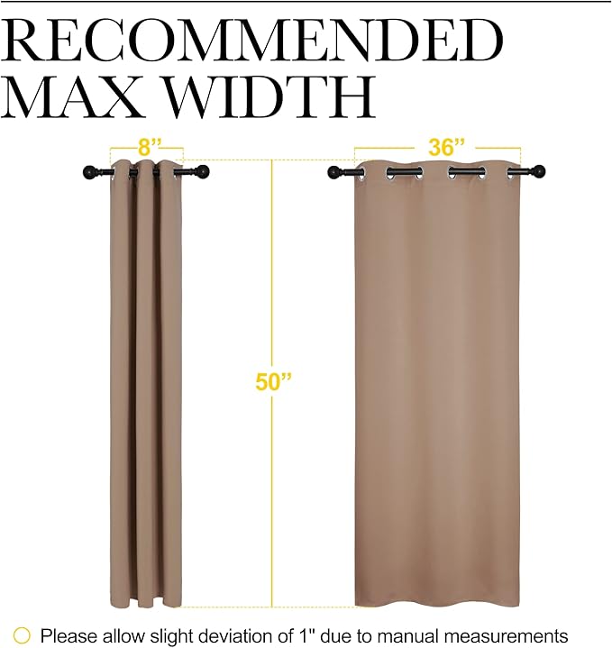 NICETOWN Small Window Kitchen Blackout Curtains, Thermal Insulated Solid Grommet Blackout Curtains/Drapes for Bedroom (Set of 2, 42 by 50 Inch, Cappuccino)