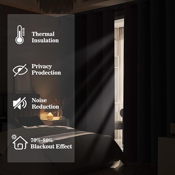 Yakamok Blackout Ombre Burgundy and Black Curtains for Bedroom, Gradient Room Darkening Curtains, Grommet Thermal Insulated Light Blocking Window Drapes/Curtain for Living Room,52 x 36 Inch,2 Panels