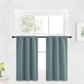 RYB HOME Blackout Cafe Curtains 30 inch Length, Short Light UV Heat Blocking Energy Saving Privacy Curtain Tiers for Basement Bathroom Kitchen Window, Width 29 by Length 30, Dusty Blue, 2 Panels