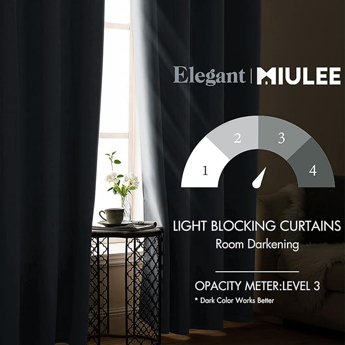 MIULEE Blackout Curtains for Bedroom Living Room Thermal Insulated Room Darkening Grommet Top Solid Light Blocking Drapery Set of 2 Window Panels 52 x 72 Inches Light Blue