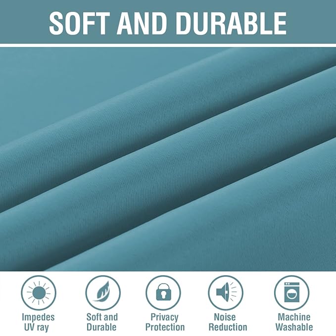 H.VERSAILTEX Blackout Curtain for Living Room Thermal Insulated Window Treatment Curtain Extra Long 84 inch Length Energy Saving Solid Grommet Top Blackout Drape, One Panel, Storm Blue, 52" W x 84" L
