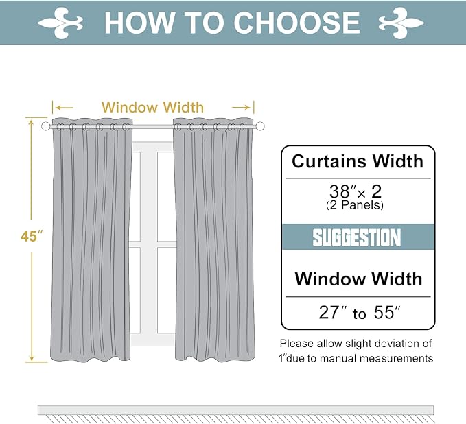 ChrisDowa Grommet Blackout Curtains for Bedroom and Living Room - 2 Panels Set Thermal Insulated Room Darkening Curtains (Royal Blue, 38W x 45L)